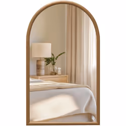 Homcom - Miroir mural arche, 110 x 65 cm cadre en bois, miroir arqué pour le salon, la chambre, l'entrée, brun foncé