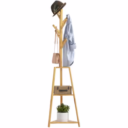 Transformez votre espace avec le porte-manteau HOMCOM en bambou raffiné avec finition vernie. Il offre 8 crochets et 3 étagèr ...