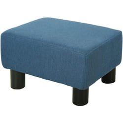 Repose-pied pouf tabouret style contemporain max. 150 Kg tissu bleu foncé chiné