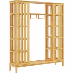Notre armoire en bambou de HOMCOM combine un design semi-ouvert et 2 portes coulissantes. Avec 11 compartiments et une tringl ...