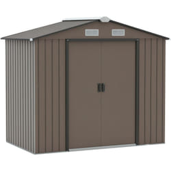 Outsunny - Abri de jardin - remise pour outils - cabanon porte verrouillable - dim. 213L x 130l x 185H cm - tôle d'acier chocolat