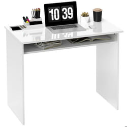 Bureau informatique - HOMCOM  - sobre épuré compact avec 1 étagère - panneaux de particules - dim. 90l x 50P x 74H cm - blanc laqué
