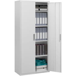 Armoire de bureau verrouillable 2 portes - 4 étagères réglables, 2 clés - acier laminé à froid blanc
