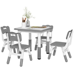 Ensemble table et chaises enfant - set de 5 pièces réglables en hauteur - MDF PP blanc gris