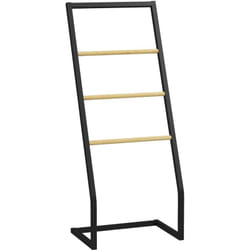 Homcom - Porte-serviettes sur pieds en bambou et acier avec 4 barres support 40,5L x 28l x 98H cm - noir et naturel