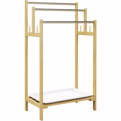 Optez pour ce porte-serviettes en bambou HOMCOM, avec trois barres de hauteurs variées et 12 cm d'espacement, idéal pour orga ...