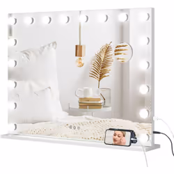 Découvrez le miroir HOMCOM à LED, parfait pour toute coiffeuse. Avec 18 ampoules LED offrant 50 000 heures d'éclairage et un  ...