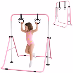 Portique d'anneaux double haubanage hauteur réglable dim. 148L x 105l x 88-128H cm acier rose