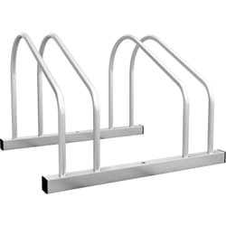 Râtelier 2 vélos range-vélos support rangement vélo à pneu 61 mm dim. 50L x 34l x 27,5H cm acier argenté