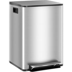 Homcom - Poubelle de cuisine de 2 x 20L poubelle à pédale 2 compartiments, en acier inoxydable avec couvercle à fermeture douce, seaux amovibles,