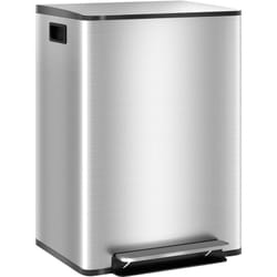 Homcom - Poubelle de cuisine à pédale 2 compartiments 2 x 30L - seaux amovibles - acier inox. brossé