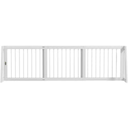 Barrière de sécurité chien 3 panneaux rétractable autoportante dim. 71-190L x 38,5l x 56H cm bois blanc