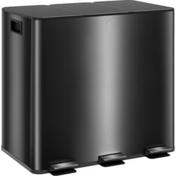 Homcom - Poubelle manuelle tri selectif 3 bacs capacité totale 45L acier inox. brossé