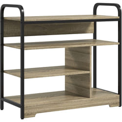 Homcom - Meuble à chaussures 4 niv. style industriel - dim. 70L x 30l x 65H cm - métal noir aspect chêne clair