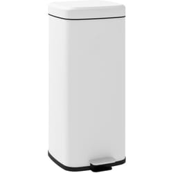 Homcom - Poubelle de cuisine 30L - poubelle à pédale compartiment seau amovible - acier inox. blanc