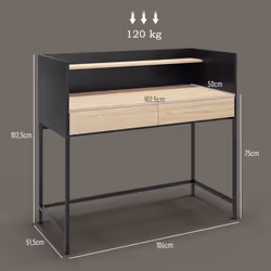 Homcom 836-560V00BK bureau d'ordinateur Noir, Bois