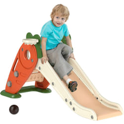 Aiyaplay - Toboggan pliable enfant 12-36 mois - panier basket, balle inclus - usage intérieur extérieur - hdpe orange beige
