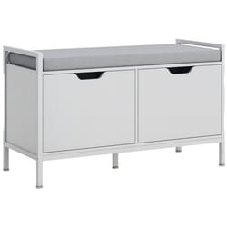 Banc meuble à chaussures - HOMCOM - 2 placards - meuble dentrée avec coussin rembourrée - 84l x 35P x 50H cm - blanc