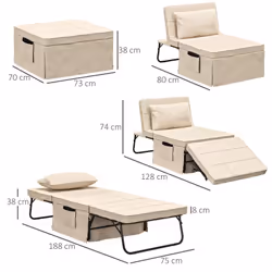 Homcom 831-515V00CW fauteuil Fauteuil convertible