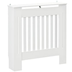 Cache-radiateur - HOMCOM - couverture radiateur grille daération verticale à lattes - 78L x 19l x 81H cm - en bois Blanc