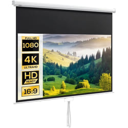 Homcom - cran de projection home-cinéma format 16:9 80 pouces 4K hd dim. 187L x 150H cm blanc