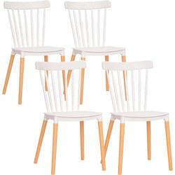 Lot de 4 chaises de salle à manger style scandinave piètement bois hêtre PP blanc