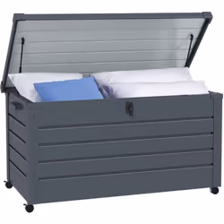 Ce coffre de rangement extérieur robuste de Outsunny offre une capacité de 311 litres : beaucoup d'espace pour les accessoire ...