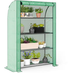 Mini serre de jardin serre de balcon serre à 4 étages avec châssis en acier & bâche en PE renforcée, intérieur et extérieur portable porte