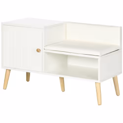 Homcom 837-297V00WT, 1 personne(s), Siège rembourré, Blanc, mousse, Synthétique, Blanc, Bois, Bois