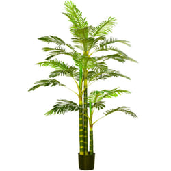 Homcom - Palmier areca artificiel hauteur 190 cm plante artificielle tropicale avec 30 grandes feuilles grand réalisme en plastique pot inclus vert