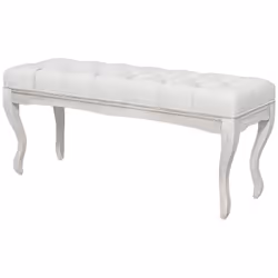 Homcom 831-730V00CW, Chaise avec assise rembourrée, Crème, Blanc, mousse, Polyester, Blanc, Bois, Chambre à coucher