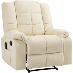 Fauteuil luxe de relaxation et massage inclinaison dossier repose-pied réglable revêtement synthétique crème