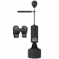 Sac de frappe boxe sur pieds HOMCOM punching ball brunier 3 en 1 avec ballon de vitesse bras flexible rotatif hauteur réglabl ...