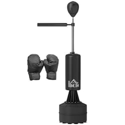 Sac de frappe boxe sur pieds HOMCOM punching ball brunier 3 en 1 avec ballon de vitesse bras flexible rotatif hauteur réglable