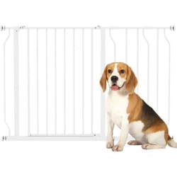 Pawhut - Barrière de sécurité barrière pour animal domestique longueur réglable barrière escaliers couloirs portes sans perçage en acier et abs dim.