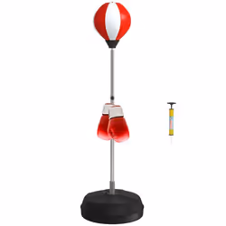 Sac de Frappe sur Pied HOMCOM Punching ball sur pied réglable en hauteur 126-144 cm avec gants pompe et base de lestage rouge