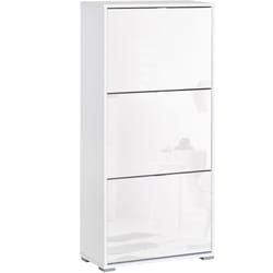 Homcom - Meuble à chaussures 3 portes abattantes 3 compartiments mdf blanc laqué