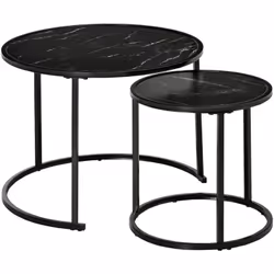Apportez une touche élégante à votre intérieur avec ce magnifique lot de 2 tables d'appoints gigognes encastrables. En acier  ...