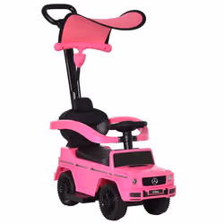 Porteur Enfants HOMCOM Voiture Enfant Multi-équipée 12-36 Mois klaxon Marche-Pieds Garde-Corps et ombrelle Rose