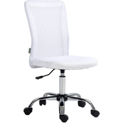 Chaise de bureau ergonomique hauteur réglable piètement chromé pivotant 360° revêtement blanc - Vinsetto
