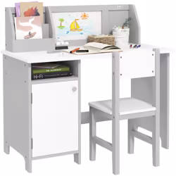 Recommandé à partir de 5 ans, cet ensemble bureau pour enfants HOMCOM est idéal pour stimuler les habitudes d'assise des enfa ...