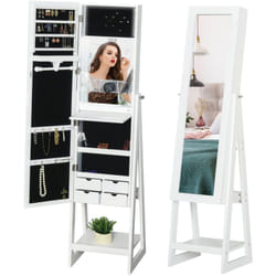 Homcom - Armoire à bijoux multi-rangement avec miroir led dim. 40L x 37l x 161H cm mdf blanc