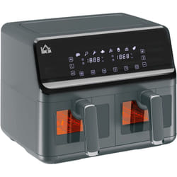 Homcom - Friteuse à air 2 paniers 2500W 8L - air fryer multifonction 8 programmes - température réglable - timer 60 min. - noir