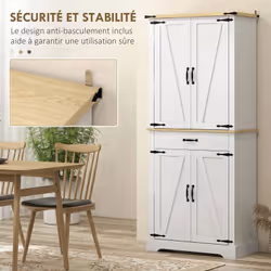 Homcom 83A-143V80WT Armoire de rangement de salle à manger et de cuisine Buffet - Vue supplémentaire 7