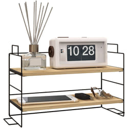 Homcom - Organisateur de bureau, étagère de rangement de bureau à 2 niveaux, 42l x 16,5P x 24,5H cm, étagère en bois et structure métal noir