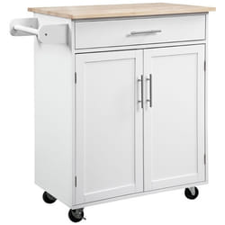 Desserte de cuisine sur roulettes HOMCOM chariot de service Ilot de cuisine avec tiroir de placard et porte-torchons - blanc