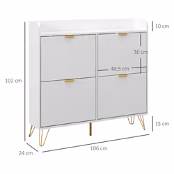 Homcom 837-444V80WT Organisateur pour chaussures Fermé Blanc