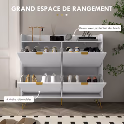 Homcom 837-444V80WT Organisateur pour chaussures Fermé Blanc - Vue supplémentaire 4
