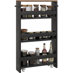 Chariot de rangement desserte à roulettes avec 3 niveaux de rangement et poignée, dim. 51,5l x 13P x 80H cm, noir