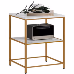 Notre table d'appoint en bois HOMCOM apportera un style art déco à votre intérieur grâce au plateau effet marbre et la struct ...
